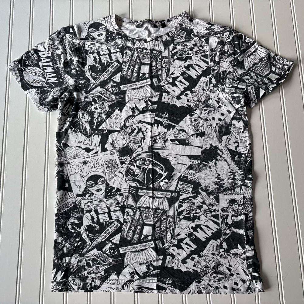 Cropp All Over Classic Batman Print T-Shirt XS Black/White